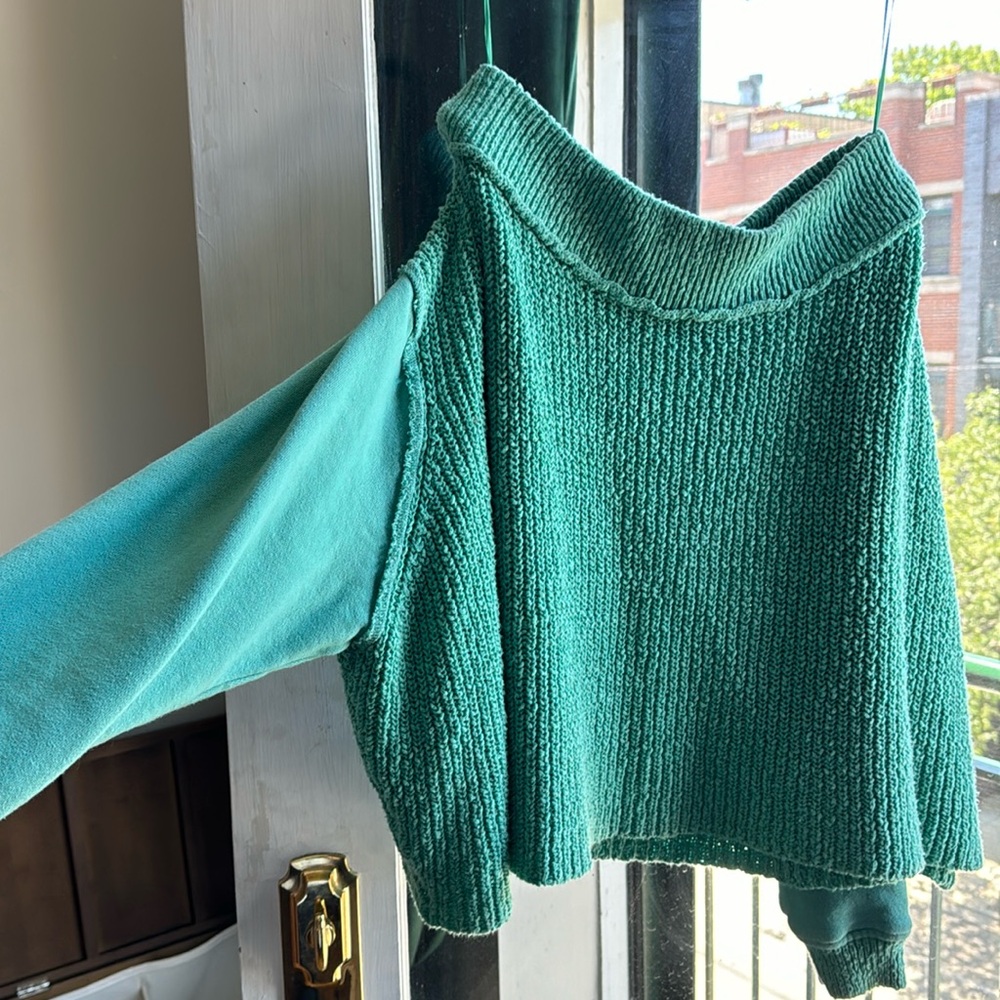 Medium Free People teal off the shoulder sweater only worn once